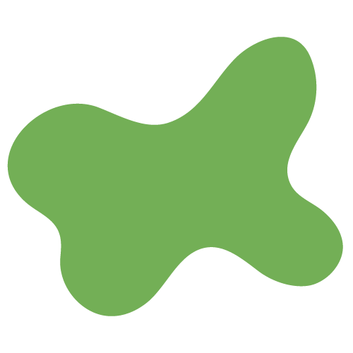 Green abstract shape illustrating whole-child care and compassionate delivery of ABA therapy.