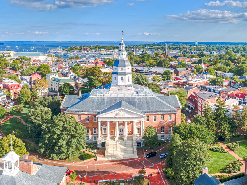 aerial view of maryland where people may find high quality autism therapy