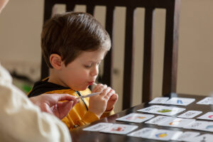 child experimenting with self-soothing techniques