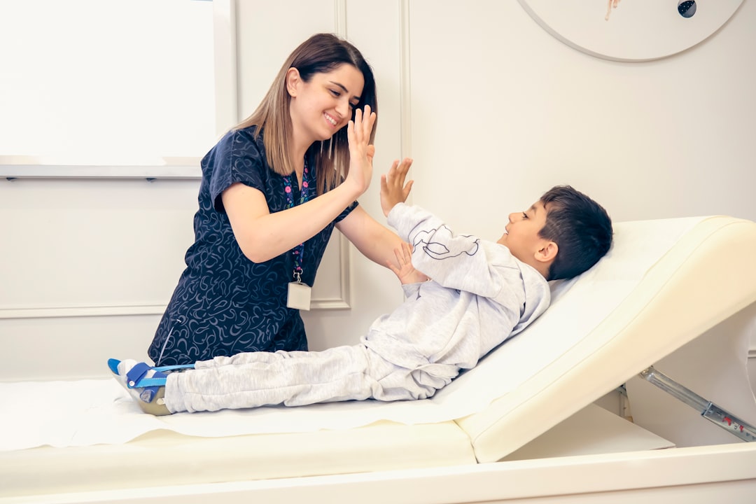 Child at medical appointment with healthcare provider